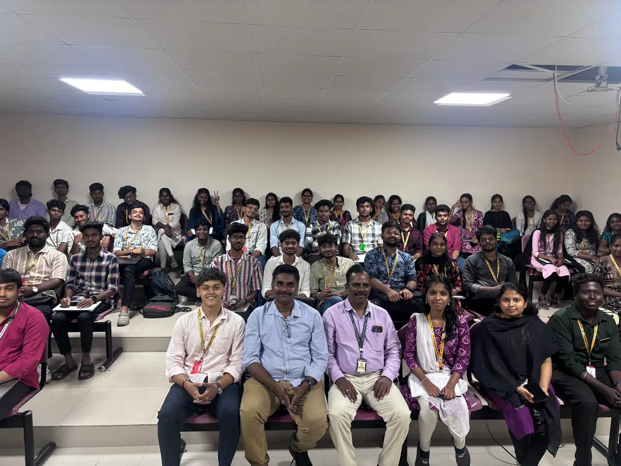 Rajkumar addressing a full room of design students at a live session